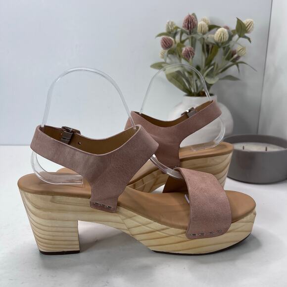 Nisolo All Day Open Toe Clog Platform Chunky Wood Heel Pink Women's 6.5 NWOB - Picture 7 of 11
